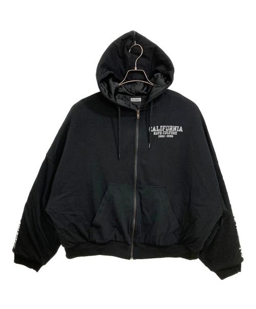 WILLY CHAVARRIA（ウィリーチャバリア）WILLY CHAVARRIA (ウィリーチャバリア) QUILTED LINED RAVE CULTURE ZIP ブラック サイズ:Ⅿの古着・服飾アイテム