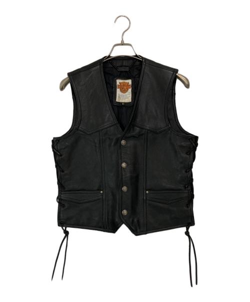 HARLEY-DAVIDSON（ハーレーダビッドソン）HARLEY-DAVIDSON (ハーレーダビッドソン) レザーベスト ブラック サイズ:40の古着・服飾アイテム