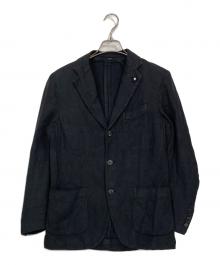 LARDINI（ラルディーニ）の古着「段返りヘリンボーン3Bジャケット」｜ブラック