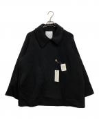quarancielカランシエル）の古着「ダンボールステンカラージャケットコート」｜ブラック
