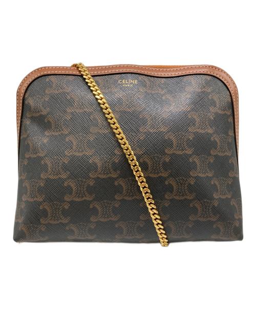 CELINE（セリーヌ）CELINE (セリーヌ) トリオンフチェーンショルダーバッグ ブラウンの古着・服飾アイテム