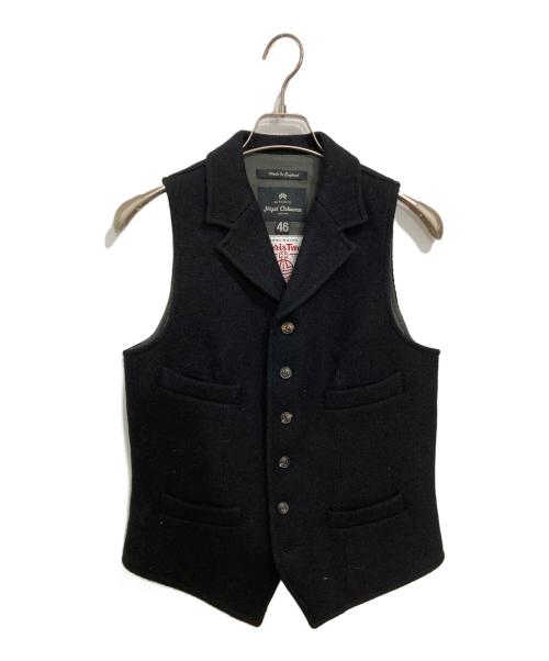 NIGEL CABOURN（ナイジェルケーボン）NIGEL CABOURN (ナイジェルケーボン) Harris Tweed (ハリスツイード) ウールベスト ブラック サイズ:46の古着・服飾アイテム
