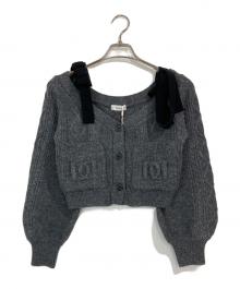 darich（ダーリッチ）の古着「ショルダーリボンVネックニットトップス」｜グレー