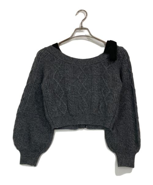 darich（ダーリッチ）Darich (ダーリッチ) ショルダーリボンVネックニットトップス グレー サイズ:FREEの古着・服飾アイテム