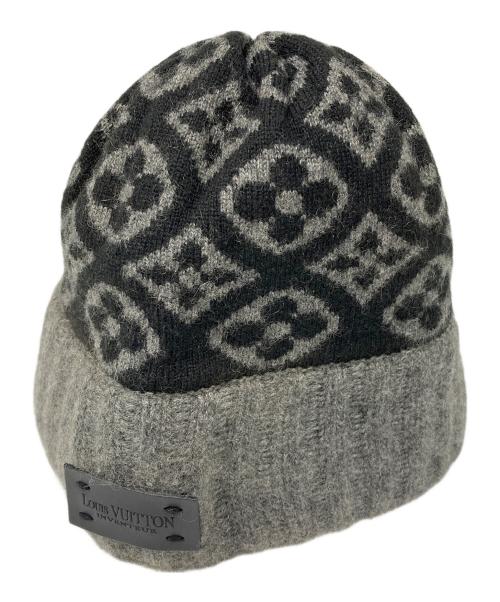 LOUIS VUITTON（ルイ ヴィトン）LOUIS VUITTON (ルイ ヴィトン) モノグラムカシミヤニット帽 ブラック×グレーの古着・服飾アイテム