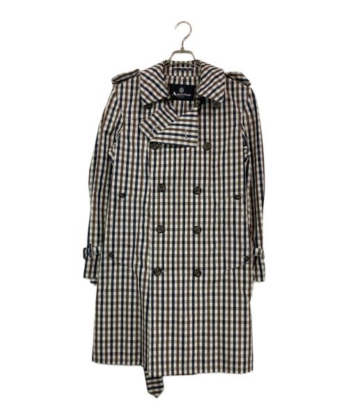 Aquascutum（アクアスキュータム）Aquascutum (アクアスキュータム) チェックトレンチコート ブラウン サイズ:36の古着・服飾アイテム