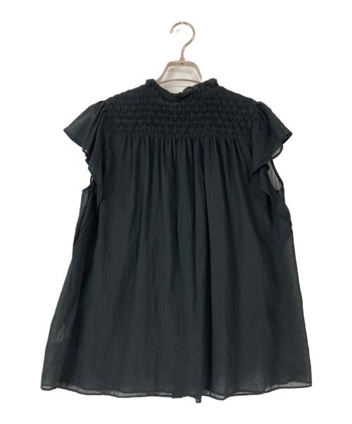 BALLSEY（ボールジィ）BALLSEY (ボールジィ) コットンクレープ フリルスリーブブラウス ブラック サイズ:36の古着・服飾アイテム