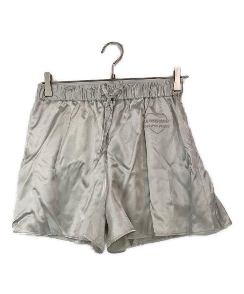 gelato pique（ジェラートピケ）gelato pique (ジェラートピケ) LE SSERAFIM (ルセラフィム) サテンシャツ＆ショートパンツセット シルバー サイズ:FREEの古着・服飾アイテム