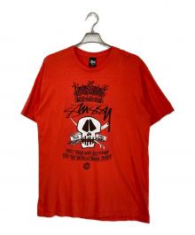 stussy（ステューシー）の古着「スカルプリントTシャツ」｜オレンジ
