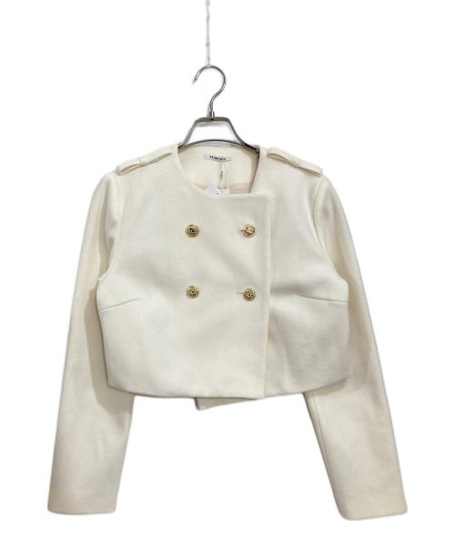 M ME EME（エムミーエメ）M ME EME (エムミーエメ) Cropped melton jacket ホワイト サイズ:FREE 未使用品の古着・服飾アイテム
