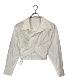 ALEXANDER WANG・T（アレキサンダーワンティー）の古着「クロスフロント クロップドラップシャツ」｜ホワイト