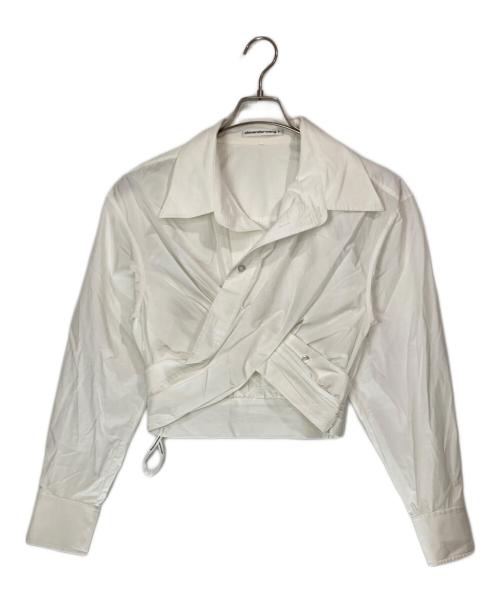 ALEXANDER WANG・T（アレキサンダーワンティー）ALEXANDER WANG・T (アレキサンダーワンティー) クロスフロント クロップドラップシャツ ホワイト サイズ:2の古着・服飾アイテム