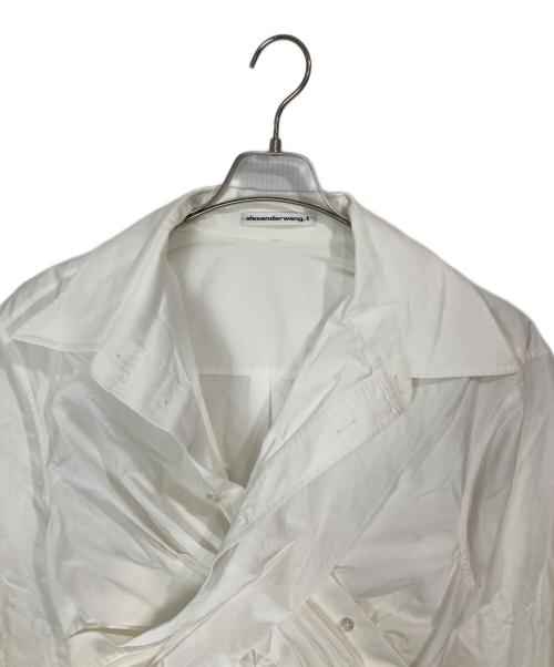 ALEXANDER WANG・T（アレキサンダーワンティー）ALEXANDER WANG・T (アレキサンダーワンティー) クロスフロント クロップドラップシャツ ホワイト サイズ:2の古着・服飾アイテム