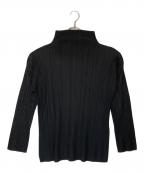 PLEATS PLEASEプリーツプリーズ）の古着「ハイネック長袖プリーツカットソー」｜ブラック