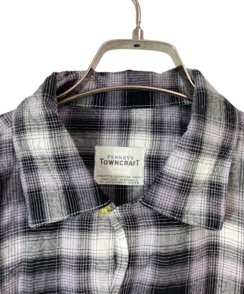 TOWN CRAFT（タウンクラフト）TOWN CRAFT (タウンクラフト) 50-60’sオンブレチェックシャツ ブラック×パープル サイズ:実寸(身幅52cm×着丈71cm)の古着・服飾アイテム