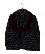 COMME des GARCONSコムデギャルソン）の古着「ベロアフリルカラージャガードジャケット」｜ブラック×パープル
