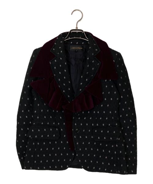 COMME des GARCONS（コムデギャルソン）COMME des GARCONS (コムデギャルソン) ベロアフリルカラージャガードジャケット ブラック×パープル サイズ:Sの古着・服飾アイテム