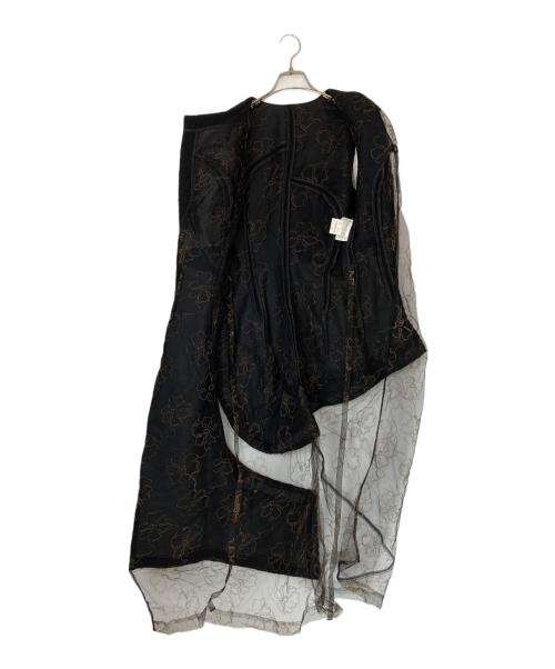 COMME des GARCONS（コムデギャルソン）COMME des GARCONS (コムデギャルソン) フローラル刺繍ツイード切替コート ブラック サイズ:Mの古着・服飾アイテム