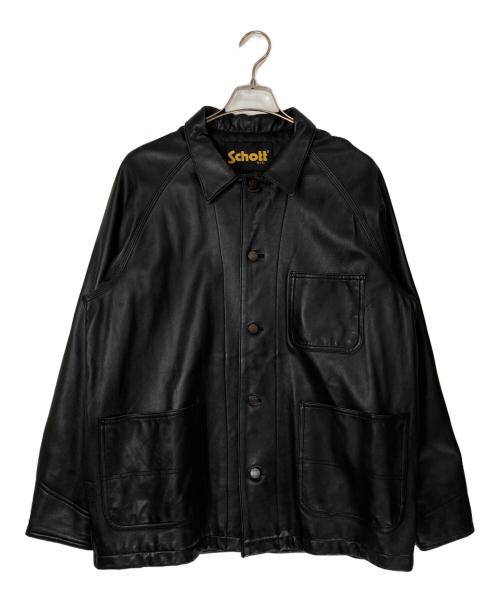 Schott（ショット）Schott (ショット) JOURNAL STANDARD (ジャーナルスタンダード) 別注レザーカバーオール ブラック サイズ:Lの古着・服飾アイテム