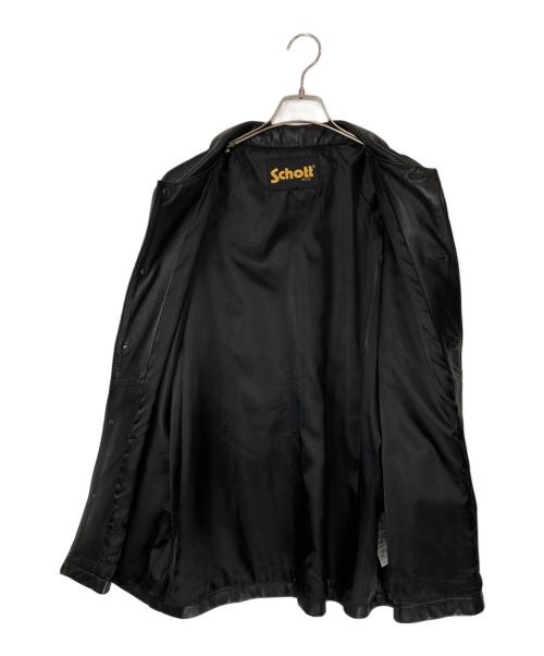 Schott（ショット）Schott (ショット) JOURNAL STANDARD (ジャーナルスタンダード) 別注レザーカバーオール ブラック サイズ:Lの古着・服飾アイテム