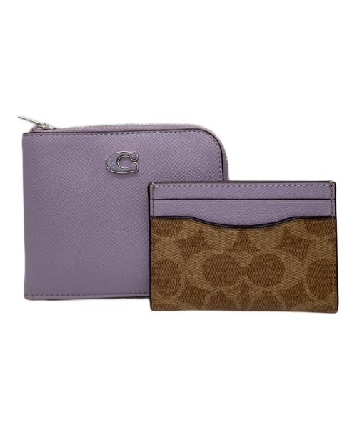 COACH（コーチ）COACH (コーチ) 3-IN-1 Lジップ ウォレット パープルの古着・服飾アイテム