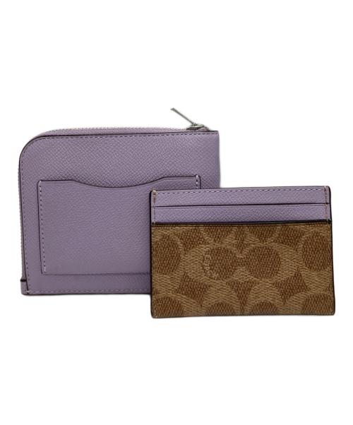COACH（コーチ）COACH (コーチ) 3-IN-1 Lジップ ウォレット パープルの古着・服飾アイテム