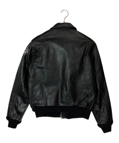 A BATHING APE（ア ベイシング エイプ）A BATHING APE (ア ベイシング エイプ) HORSE LEATHER A-2 JACKET ブラック サイズ:Ⅿの古着・服飾アイテム