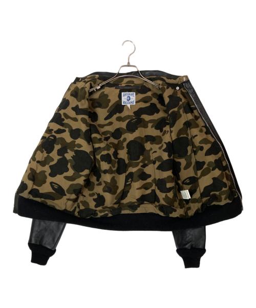 A BATHING APE（ア ベイシング エイプ）A BATHING APE (ア ベイシング エイプ) HORSE LEATHER A-2 JACKET ブラック サイズ:Ⅿの古着・服飾アイテム