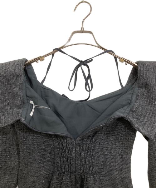 M ME EME（エムミーエメ）M me eme (エムミーエメ) ウールヘリンボーンチュールワンピース グレー サイズ:FREEの古着・服飾アイテム