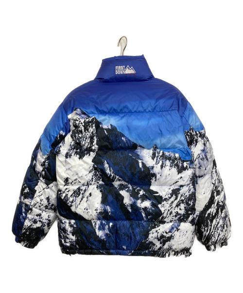 FIRST DOWN（ファーストダウン）FIRST DOWN (ファーストダウン) POLYプリントリバーシブルダウン ジャケット ホワイト×ブルー サイズ:Ⅿの古着・服飾アイテム