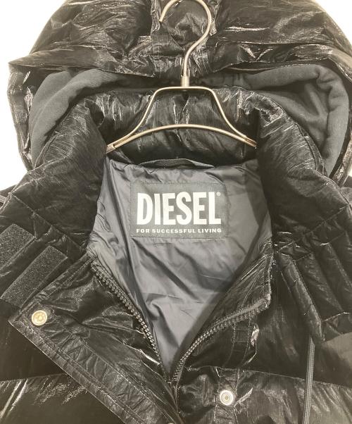 DIESEL（ディーゼル）DIESEL (ディーゼル) ダウンベスト　パーカーベスト　フーディーベスト　 ブラック サイズ:XXSの古着・服飾アイテム