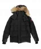 CANADA GOOSEカナダグース）の古着「ウィンダムパーカ　ファージャケット　ダウンジャケット　中綿ジャケット　フーディージャケット」｜ブラック