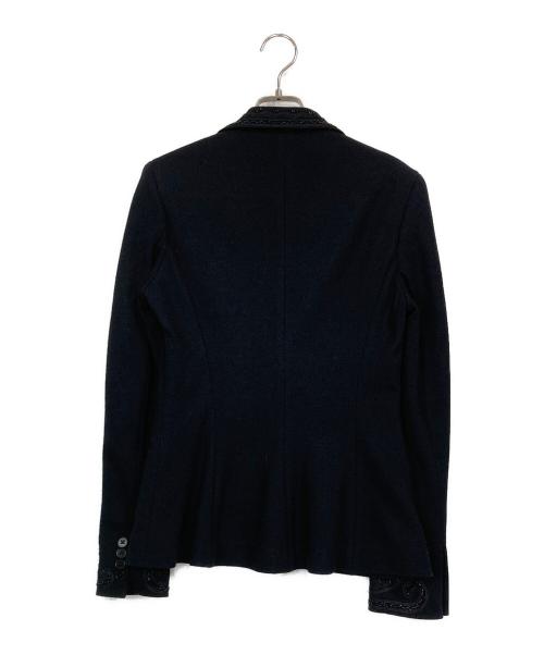 POLO RALPH LAUREN（ポロ・ラルフローレン）POLO RALPH LAUREN (ポロ・ラルフローレン) パスマントリーコード刺繍テーラードジャケット ブラック サイズ:6の古着・服飾アイテム