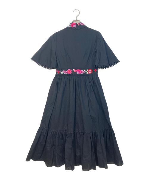 Kate Spade（ケイトスペード）Kate Spade (ケイトスペード) 半袖刺繍ワンピース ブラックの古着・服飾アイテム