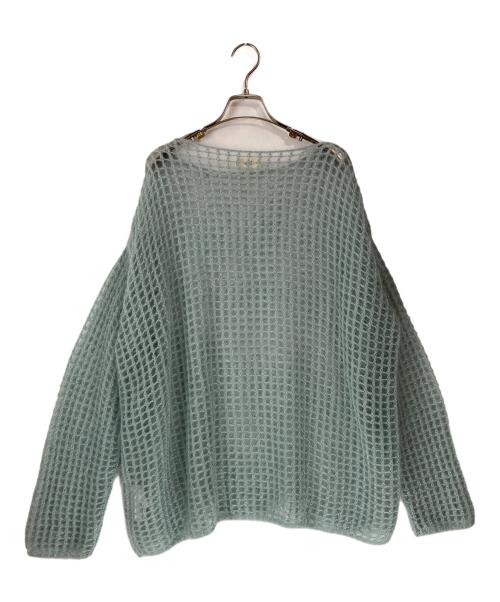 Uhr（ウーア）Uhr (ウーア) モヘヤMIXプルオーバールーズニット ブルー サイズ:FREEの古着・服飾アイテム
