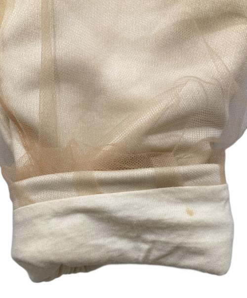 AMI PARIS（アミ パリス）AMI PARIS (アミ パリス) ラメハートロゴ チュールレイヤード プルオーバースウェットパーカー アイボリー サイズ:Lの古着・服飾アイテム