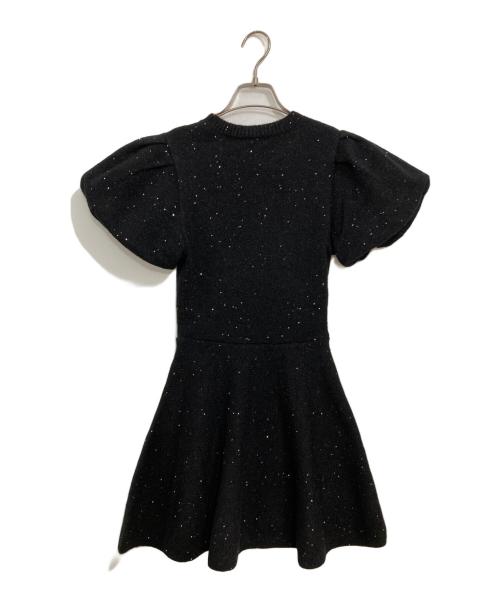 M em eme（エムミーエメ）M em eme (エムミーエメ) Sequin puff knit belt onepiece ブラック サイズ:FREEの古着・服飾アイテム