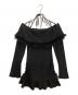 M me eme（エムミーエメ）の古着「Feather off the shoulder lost mini onepiece」｜ブラック