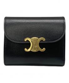 CELINE（セリーヌ）の古着「スモール フラップウォレット トリオンフ」｜ブラック