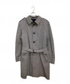 PRADAプラダ）の古着「千鳥格子柄ステンカラーコート」｜ネイビー