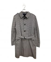 PRADA（プラダ）の古着「千鳥格子柄ステンカラーコート」｜ネイビー