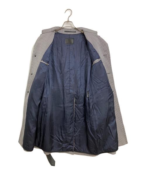 PRADA（プラダ）PRADA (プラダ) 千鳥格子柄ステンカラーコート ネイビー サイズ:Lの古着・服飾アイテム