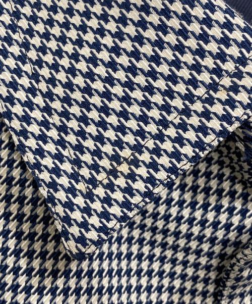 PRADA（プラダ）PRADA (プラダ) 千鳥格子柄ステンカラーコート ネイビー サイズ:Lの古着・服飾アイテム