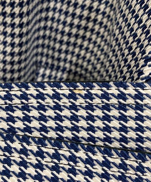 PRADA（プラダ）PRADA (プラダ) 千鳥格子柄ステンカラーコート ネイビー サイズ:Lの古着・服飾アイテム