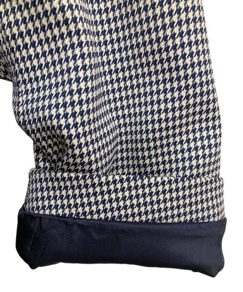 PRADA（プラダ）PRADA (プラダ) 千鳥格子柄ステンカラーコート ネイビー サイズ:Lの古着・服飾アイテム