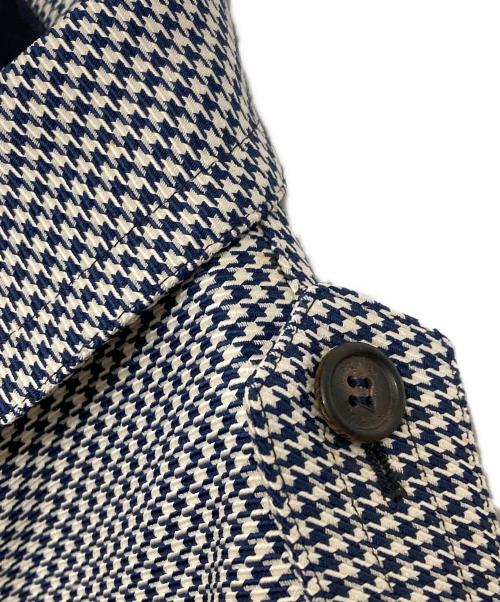 PRADA（プラダ）PRADA (プラダ) 千鳥格子柄ステンカラーコート ネイビー サイズ:Lの古着・服飾アイテム