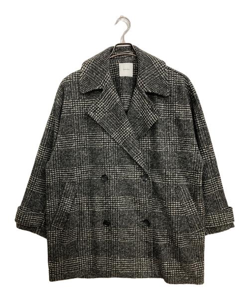 Spick and Span（スピックアンドスパン）Spick and Span (スピックアンドスパン) Wスライバーチェックハーフコート グレー サイズ:36の古着・服飾アイテム