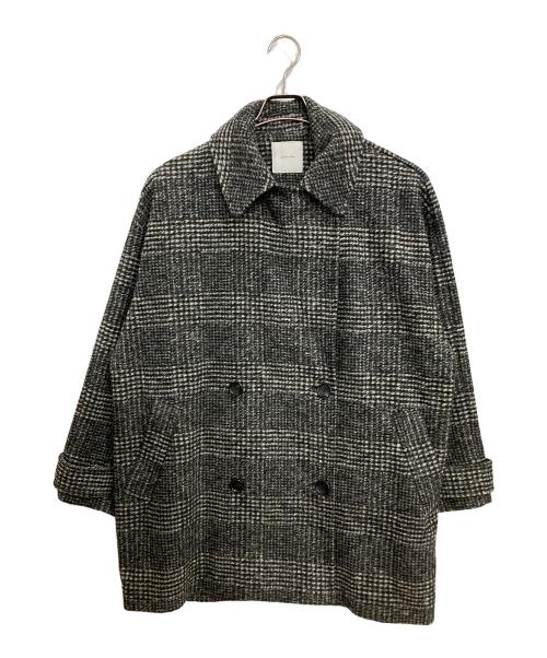 Spick and Span（スピックアンドスパン）Spick and Span (スピックアンドスパン) Wスライバーチェックハーフコート グレー サイズ:36の古着・服飾アイテム