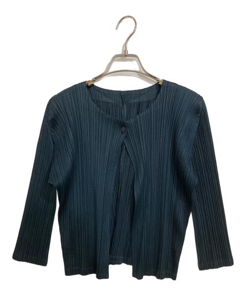PLEATS PLEASE（プリーツプリーズ）PLEATS PLEASE (プリーツプリーズ) プリーツカーディガン ネイビー サイズ:3の古着・服飾アイテム