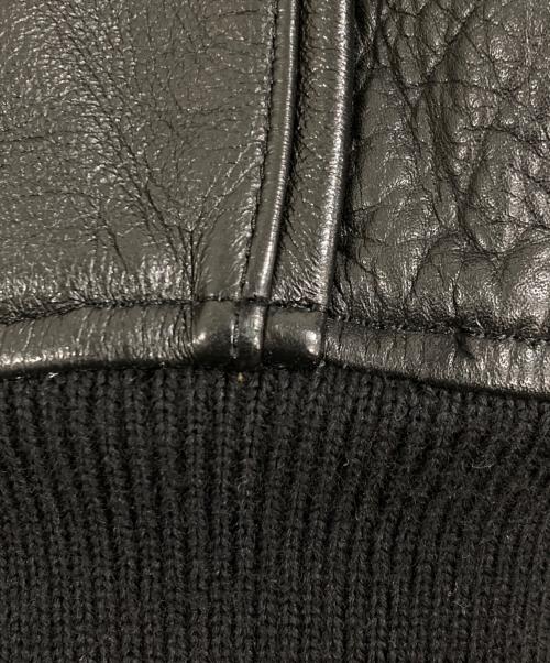 A BATHING APE（ア ベイシング エイプ）A BATHING APE (ア ベイシング エイプ) カウレザースタジアムジャケット ブラック サイズ:XLの古着・服飾アイテム